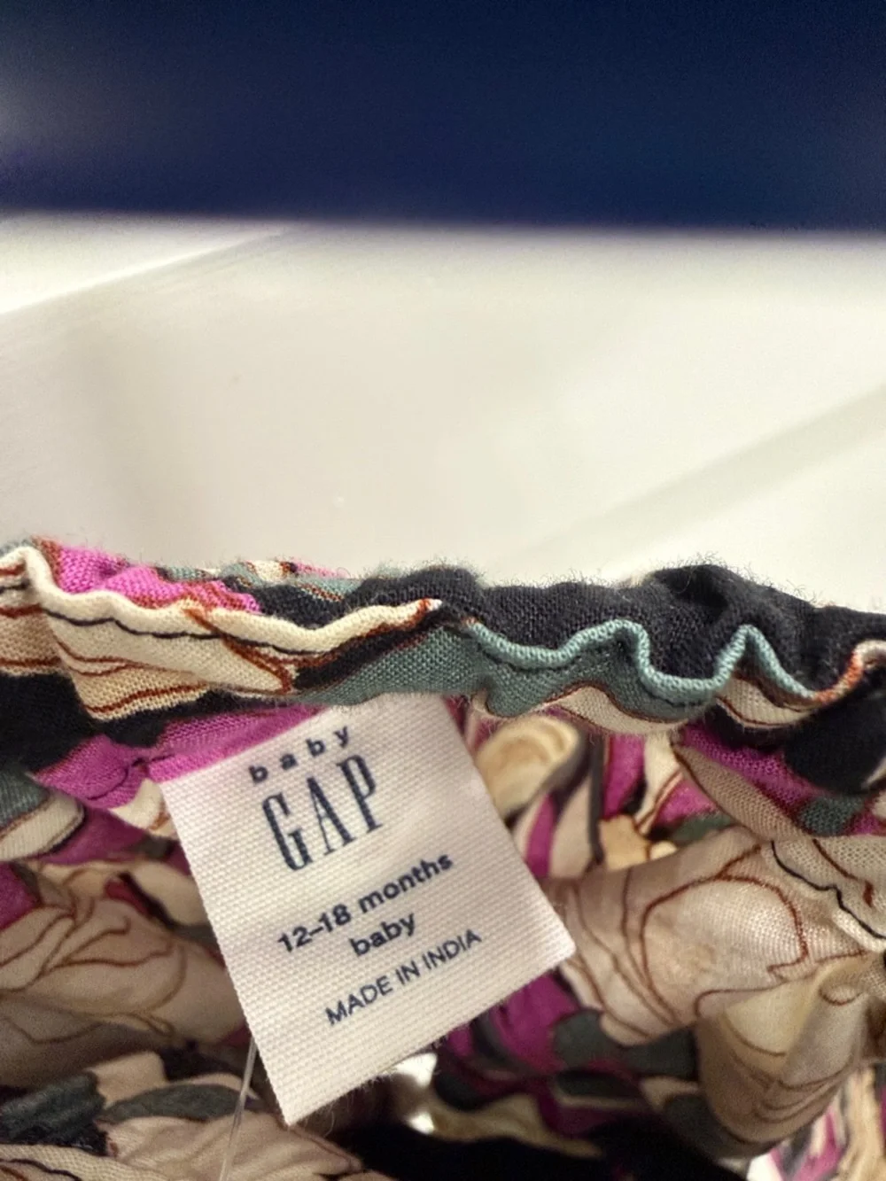 GAP Baby Floral Dress in Black, Cream & Purple 100% Cotton
